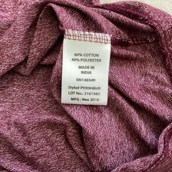 PD&C Men’s Long Sleeve Henley Shirt Size Large Burgundy Heather Vintage Unworn - Picture 4 of 7